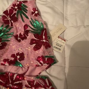 Pink Floral Sequin Dress